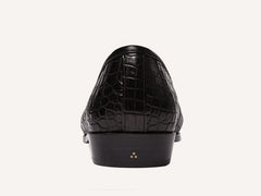 Sagan Ginkgo Precious Leather Loafers in Obsidian Black Crocodile