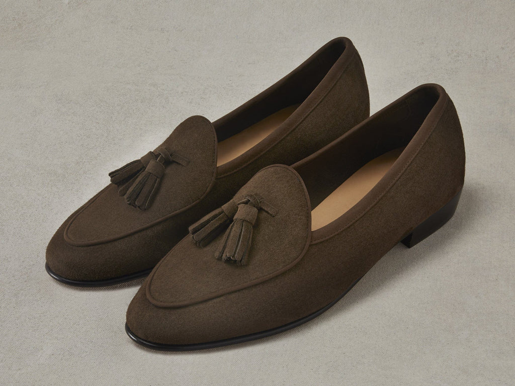 Sagan Classic Tassel Loafers in Olivine Green Asteria Suede