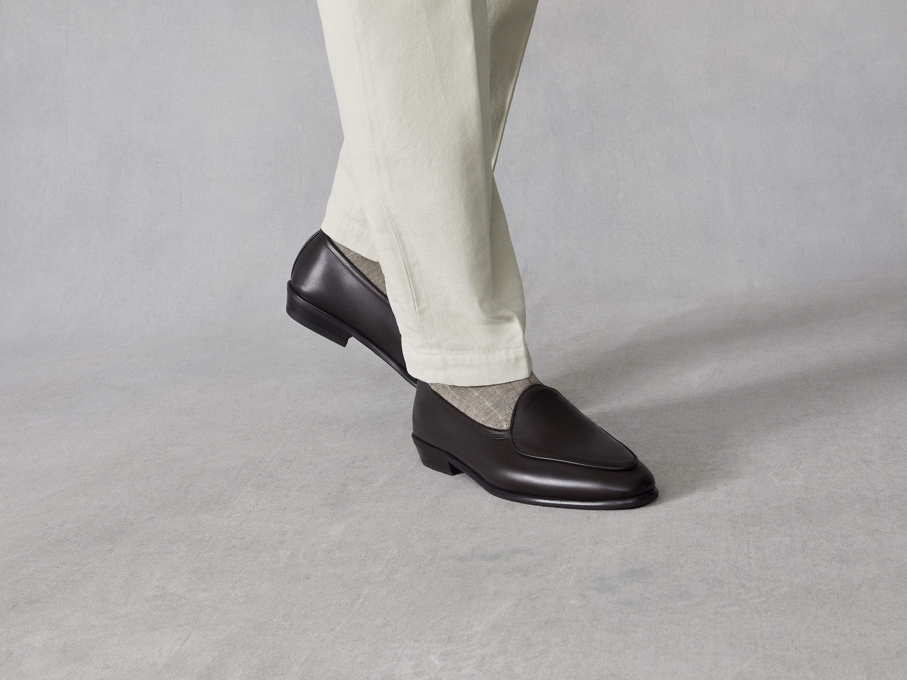 Sagan Classic Loafers in Dark Brown Drape Calf with Rubber Sole