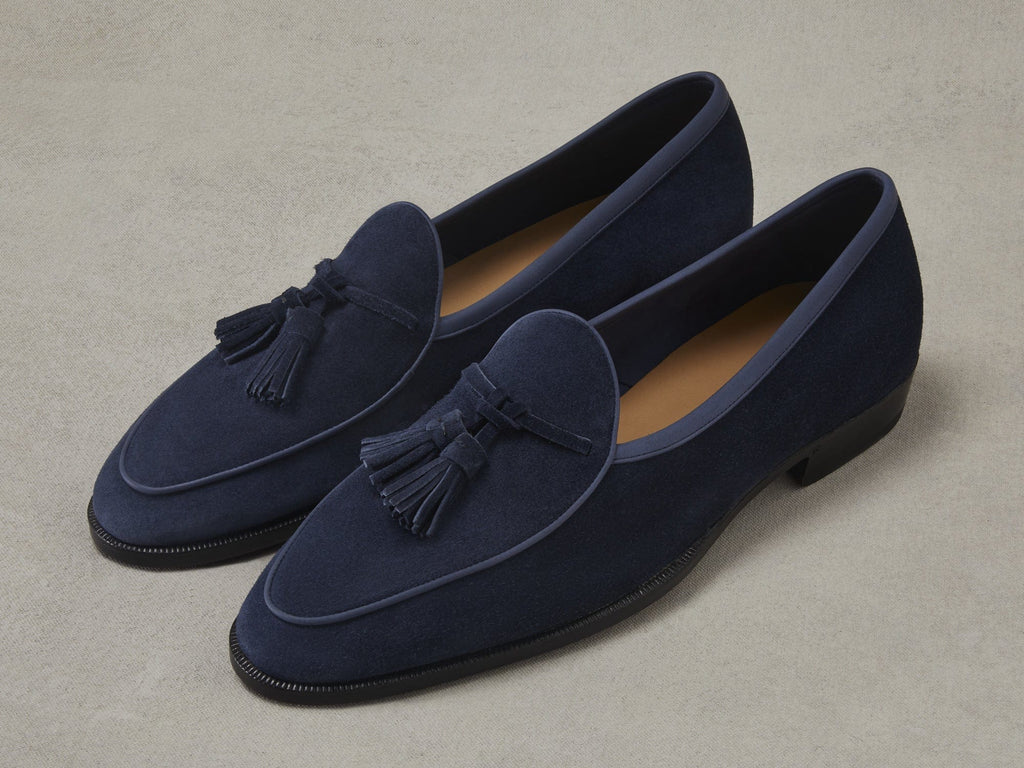 Grand Seine Tassel Loafers in French Navy Noble Suede