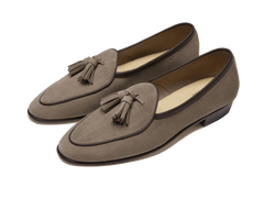 Sagan Classic Tassel Loafers in Greige Asteria Suede
