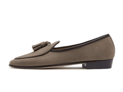 Sagan Classic Tassel Loafers in Greige Asteria Suede