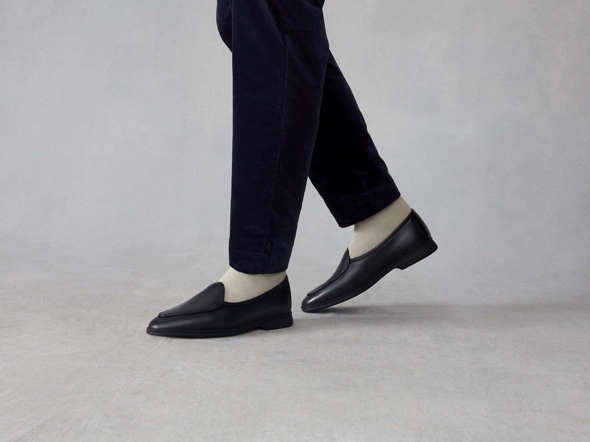 Stride Loafers in Black Milled Calf