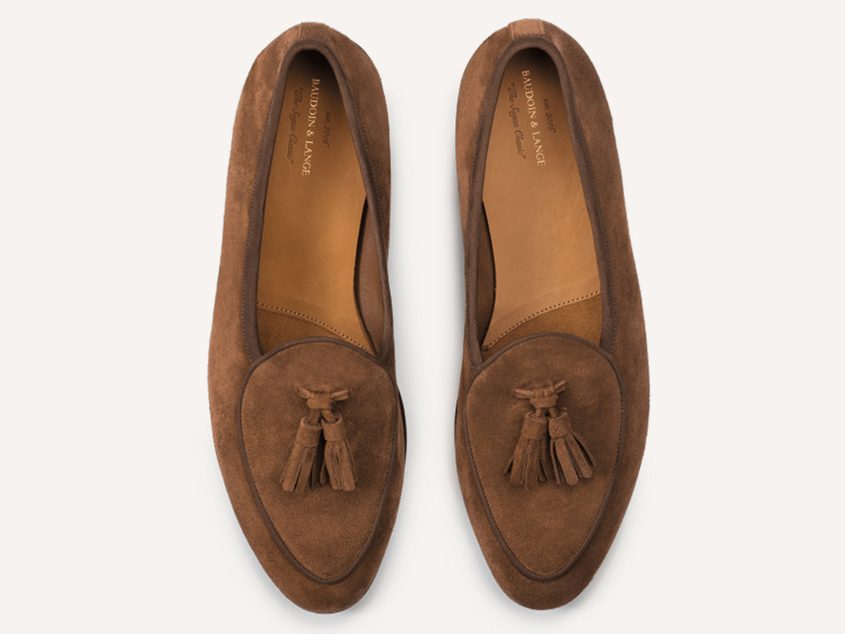 Sagan Classic Tassel Loafers in Moyen Brown Asteria Suede