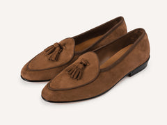 Sagan Classic Tassel Loafers in Moyen Brown Asteria Suede