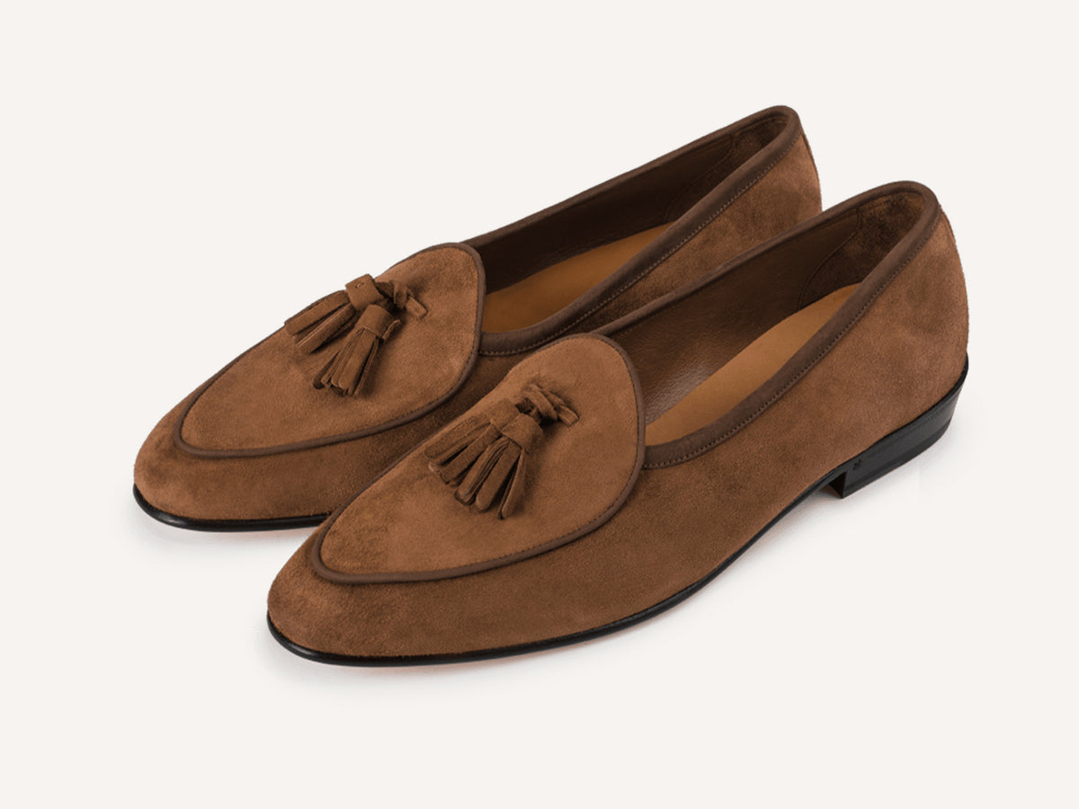 Sagan Classic Tassel Loafers in Moyen Brown Asteria Suede