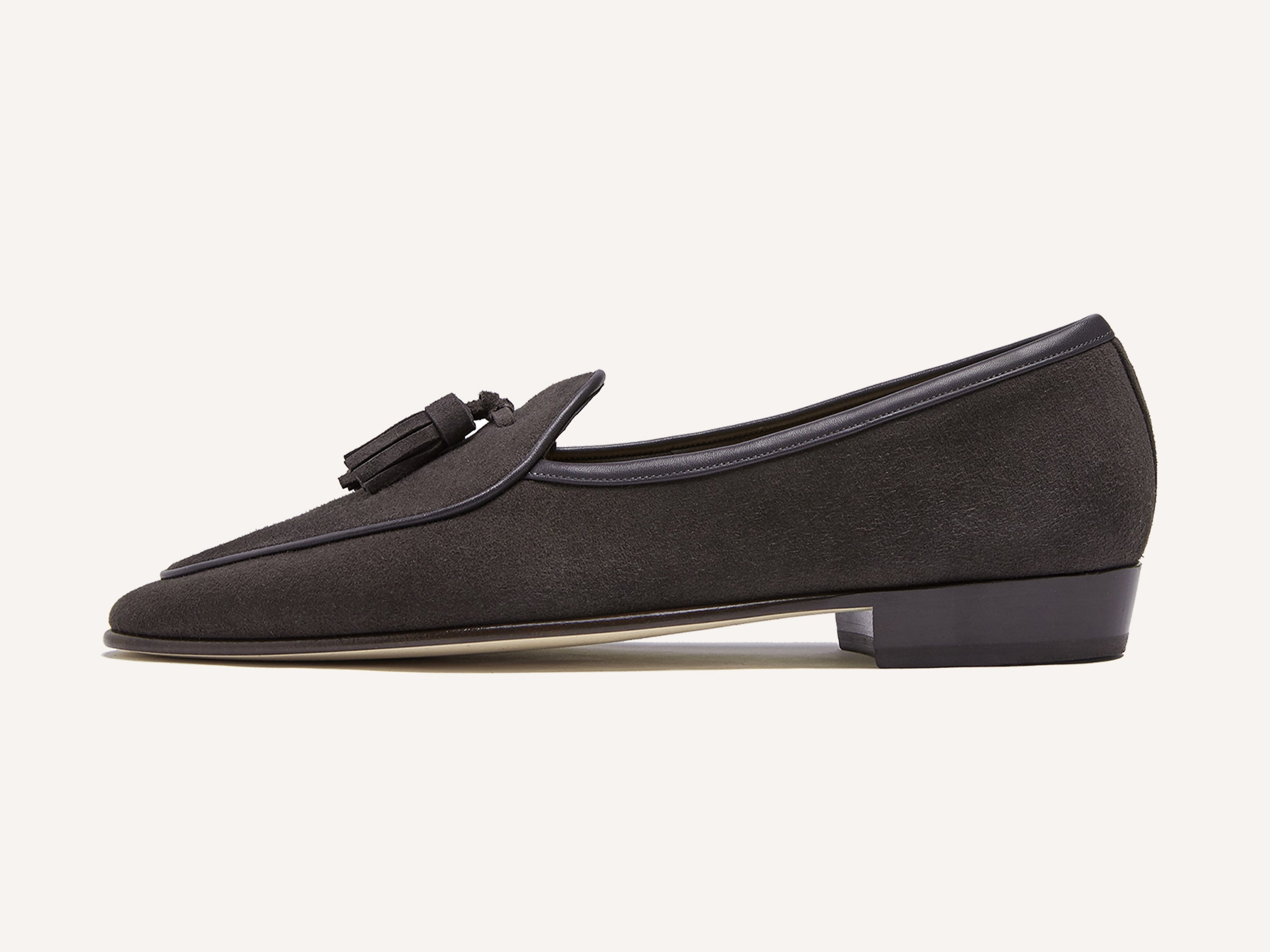 Sagan Classic Tassel Loafers in Bark Grey Asteria Suede