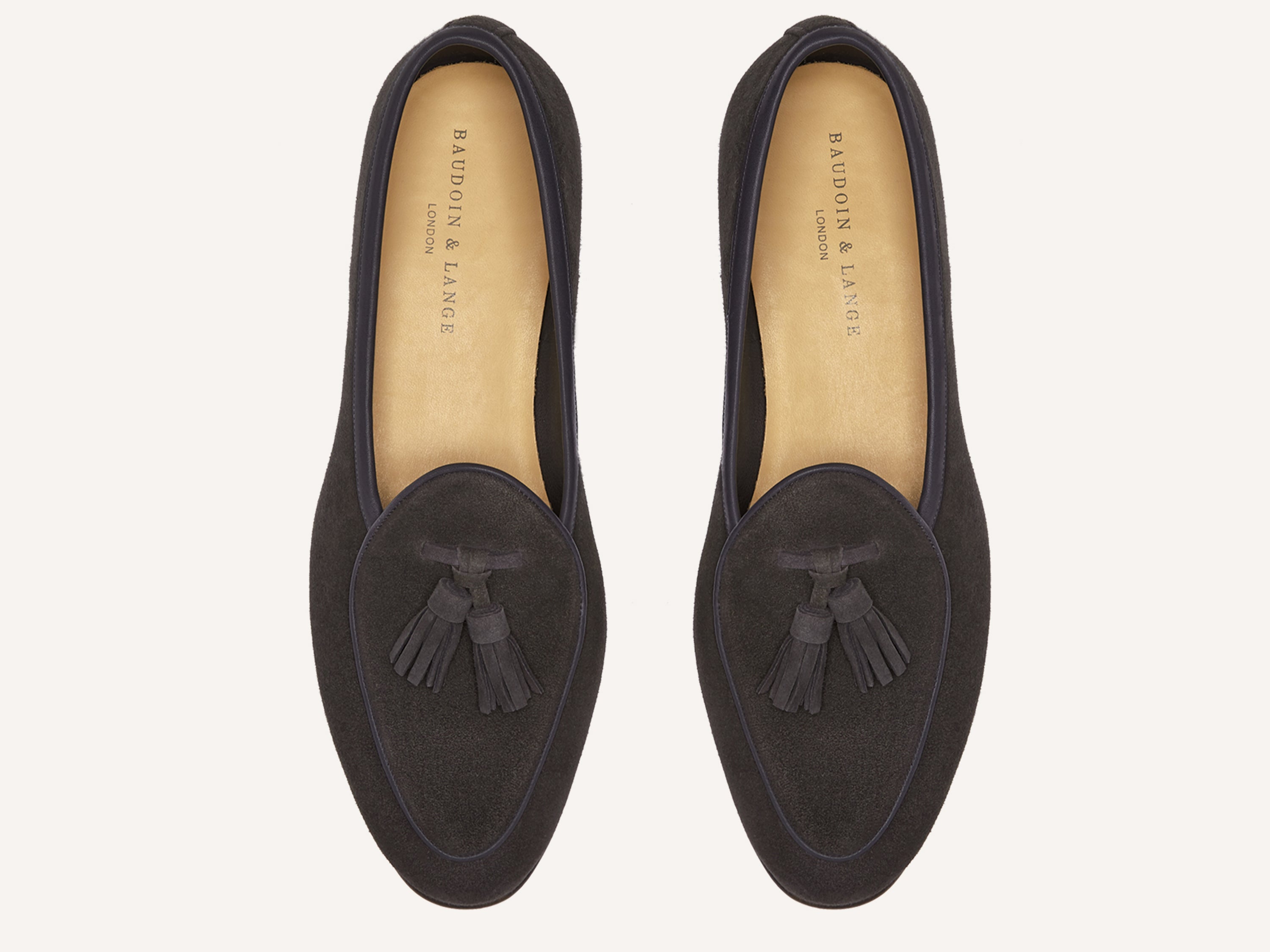 Baudoin & Lange | Men's Sagan Classic Tassels in Bark Grey Suede