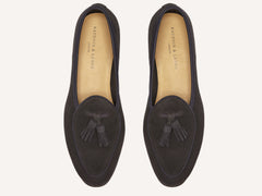 Sagan Classic Tassel Loafers in Bark Grey Asteria Suede