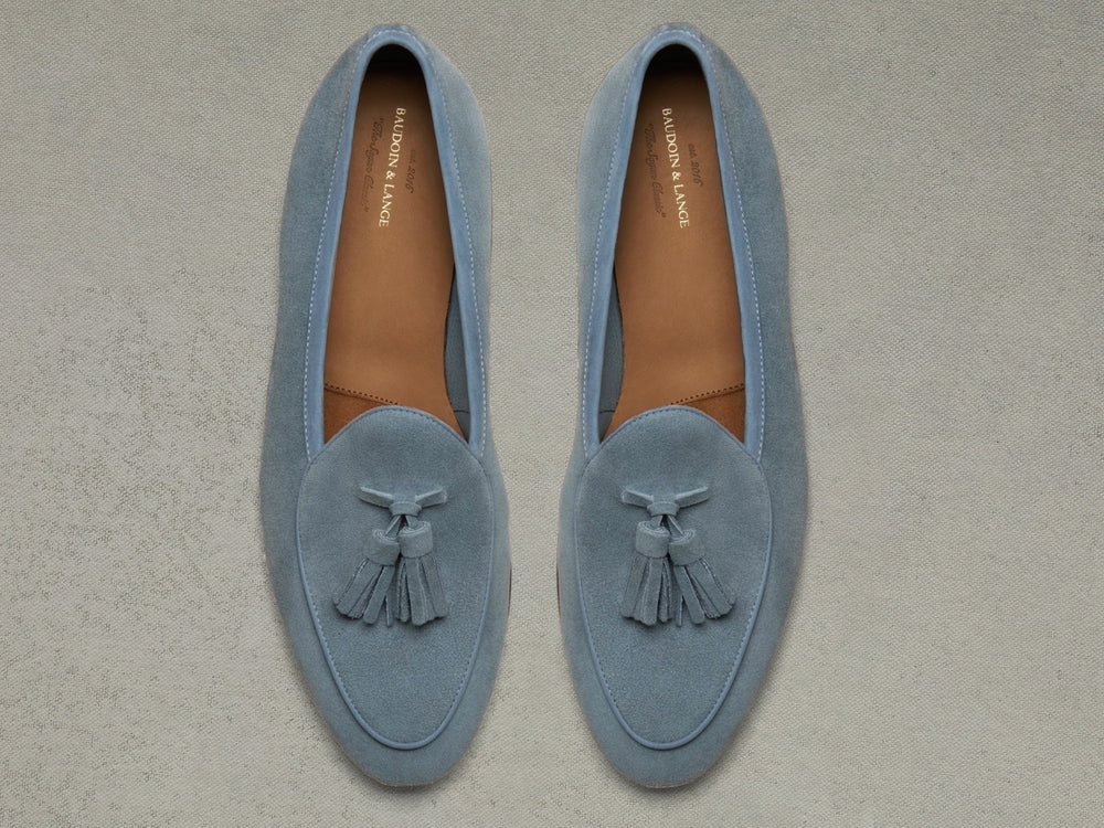 Sagan Classic Tassel Loafers in Thunder Blue Asteria Suede