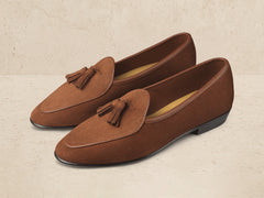 Sagan Classic Tassel Loafers in Maple Asteria Suede