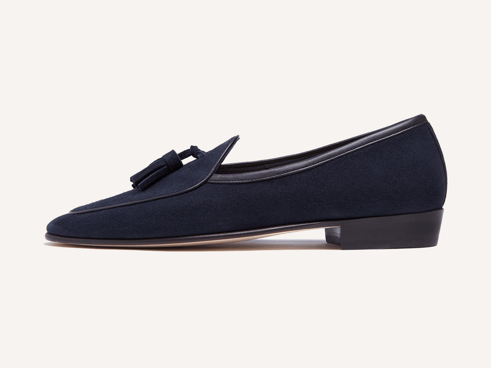 Sagan Classic Tassel Loafers in Midnight Navy Suede