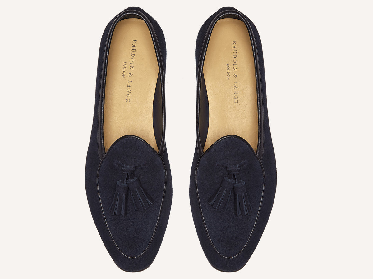 Sagan Classic Tassel Loafers in Midnight Navy Suede