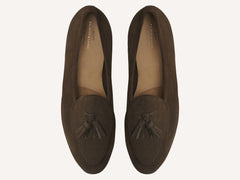 Sagan Classic Tassel Loafers in Olivine Green Asteria Suede