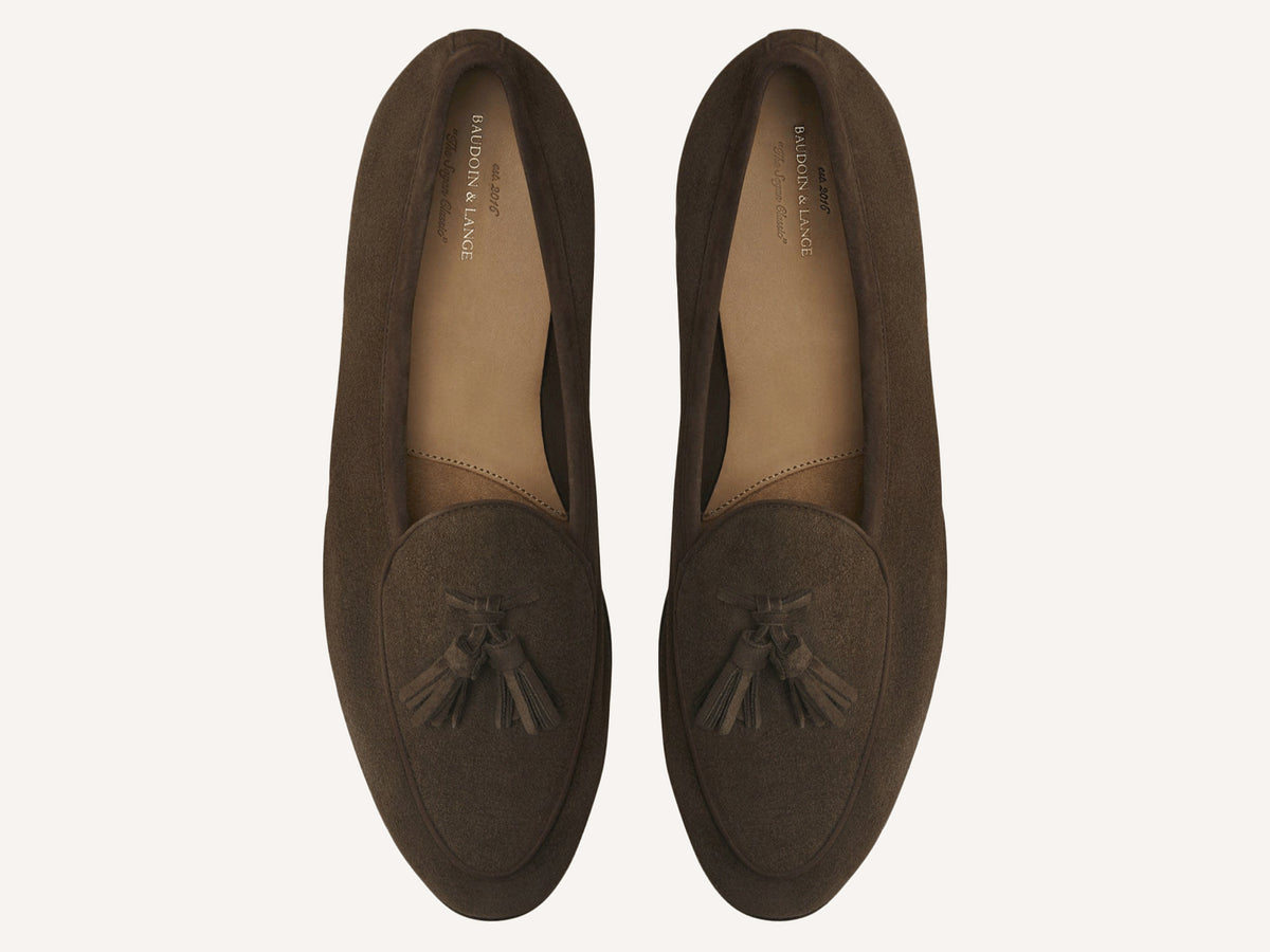 Sagan Classic Tassel Loafers in Olivine Green Asteria Suede
