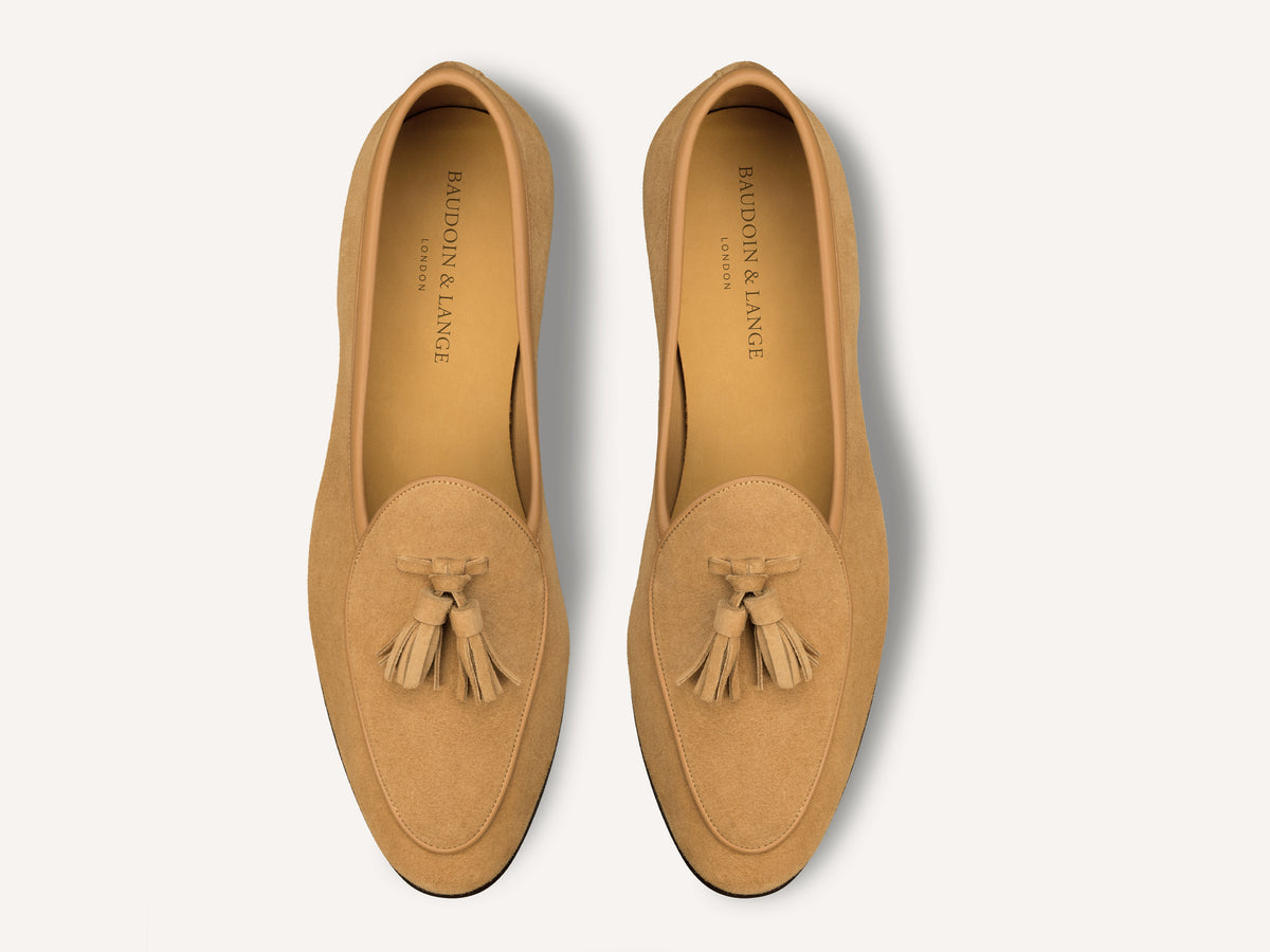 Sagan Classic Tassel Loafers in Sahara Asteria Suede