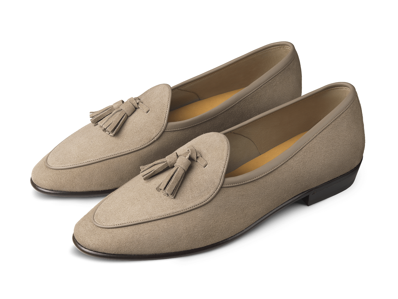 Sagan Classic Tassel Loafers in Greige Asteria Suede