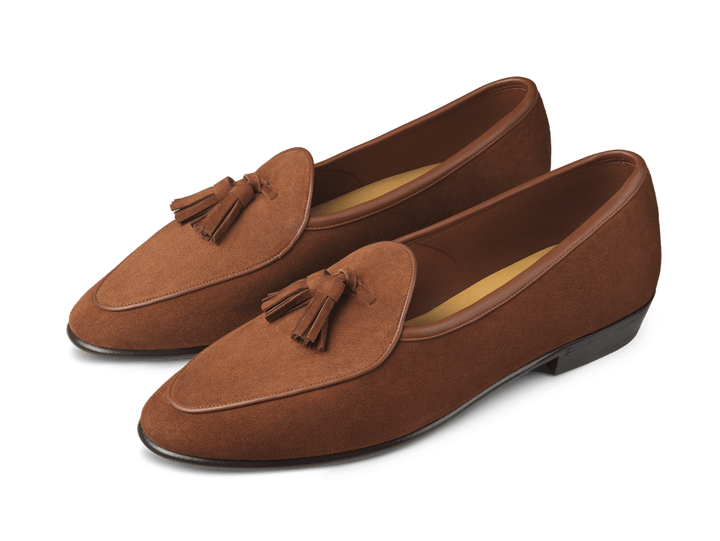 Sagan Classic Tassel Loafers in Maple Asteria Suede