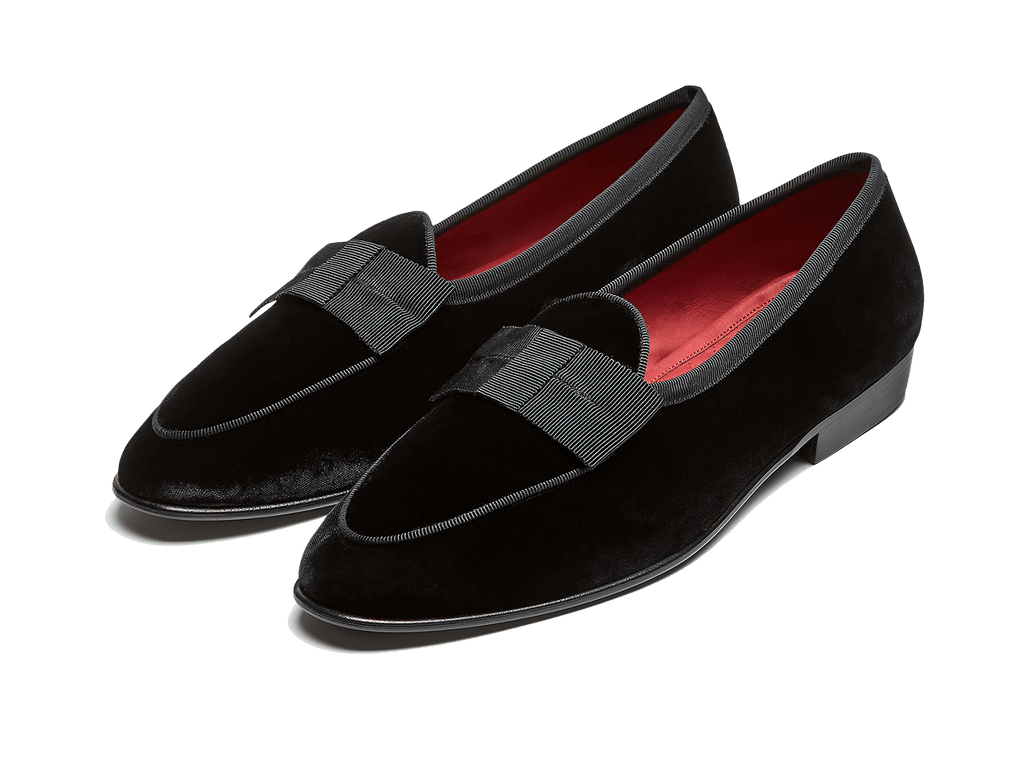 Opera Bow Black Velvet Gros Grain Men's Loafers – Baudoin & Lange