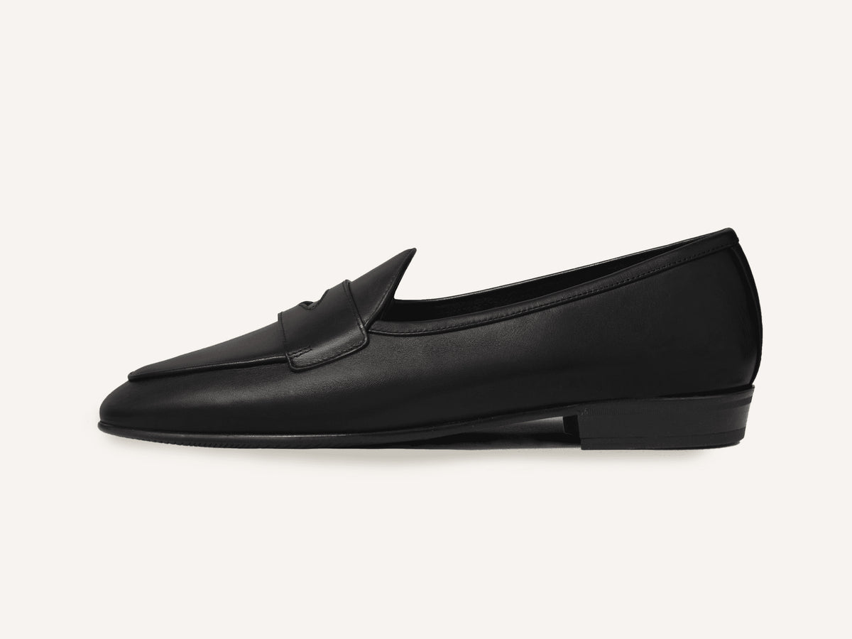 Sagan Rubber Ginkgo Loafers in Black Drape Calf