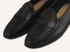 Sagan Rubber Ginkgo Loafers in Black Drape Calf