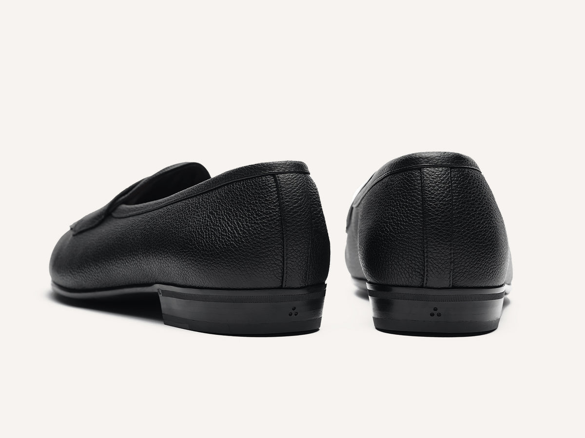 Sagan Rubber Ginkgo Loafers in Black Lunar Grain Calf