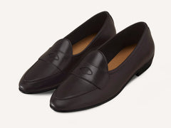 Sagan Rubber Ginkgo Loafers in Dark Brown Drape Calf