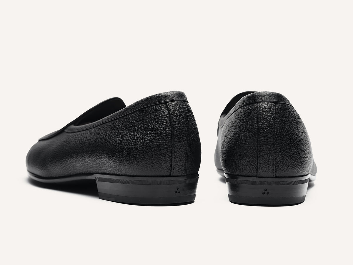 Sagan Rubber Loafers in Black Lunar Grain Calf