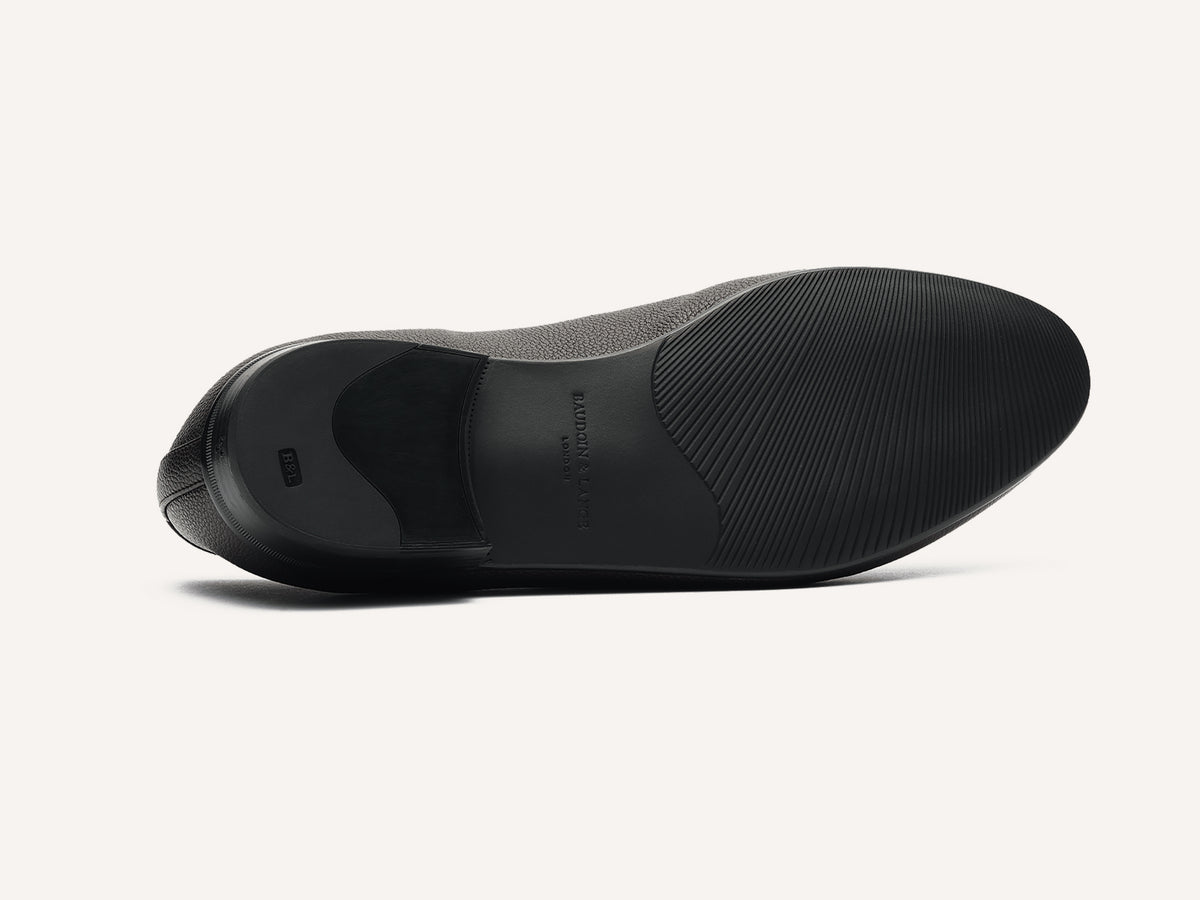 Sagan Rubber Loafers in Black Lunar Grain Calf