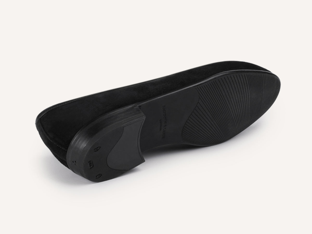 Sagan Rubber Loafers in Obsidian Black Asteria Suede