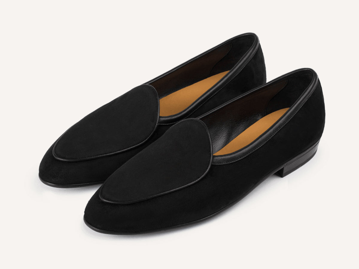 Sagan Rubber Loafers in Obsidian Black Asteria Suede