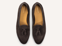 Sagan Rubber Tassel Loafers in Lusitanias Dark Brown Asteria Suede