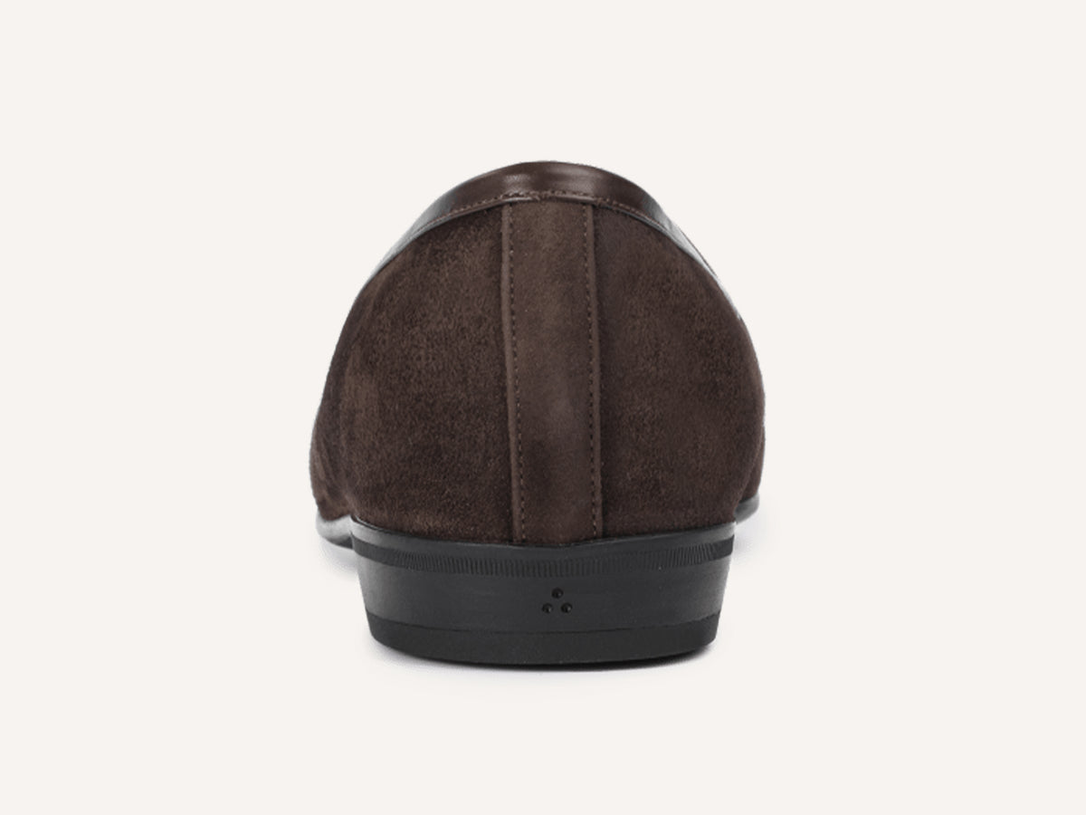 Sagan Rubber Tassel Loafers in Lusitanias Dark Brown Asteria Suede