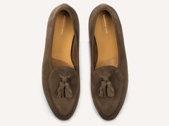 Sagan Rubber Tassel Loafers in Olivine Green Asteria Suede