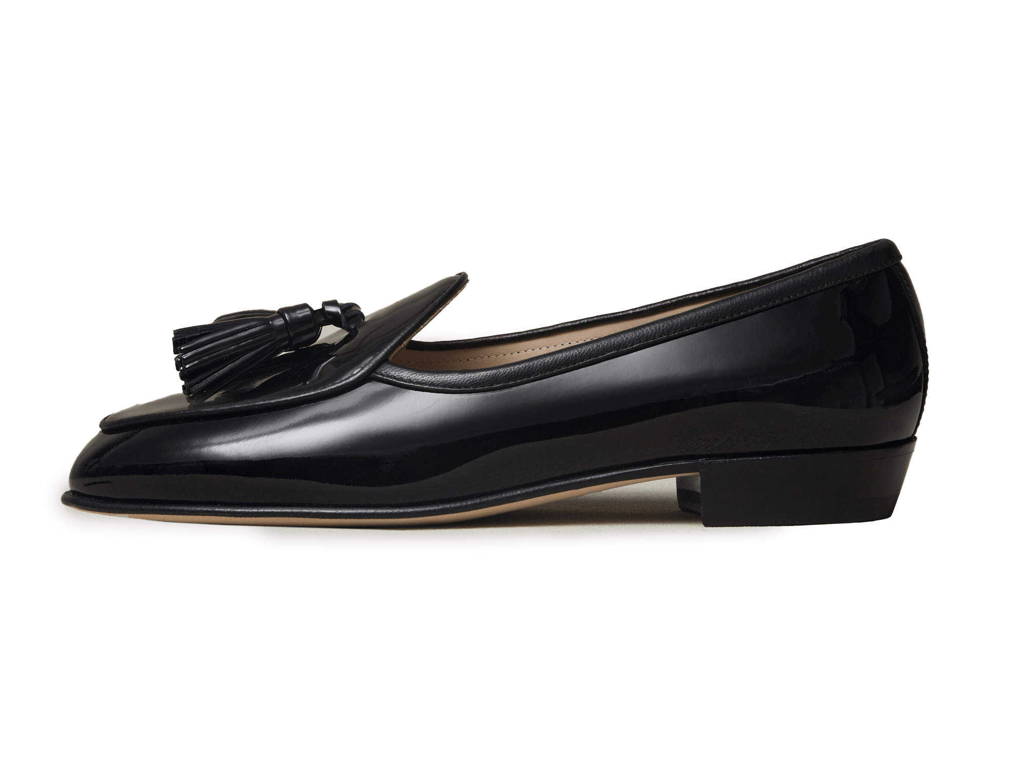 Sagan Tassel Loafers in Black Patent