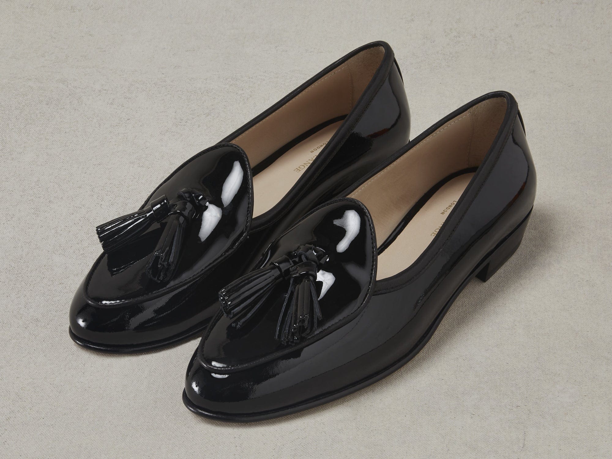 Sagan Tassel Loafers in Black Patent