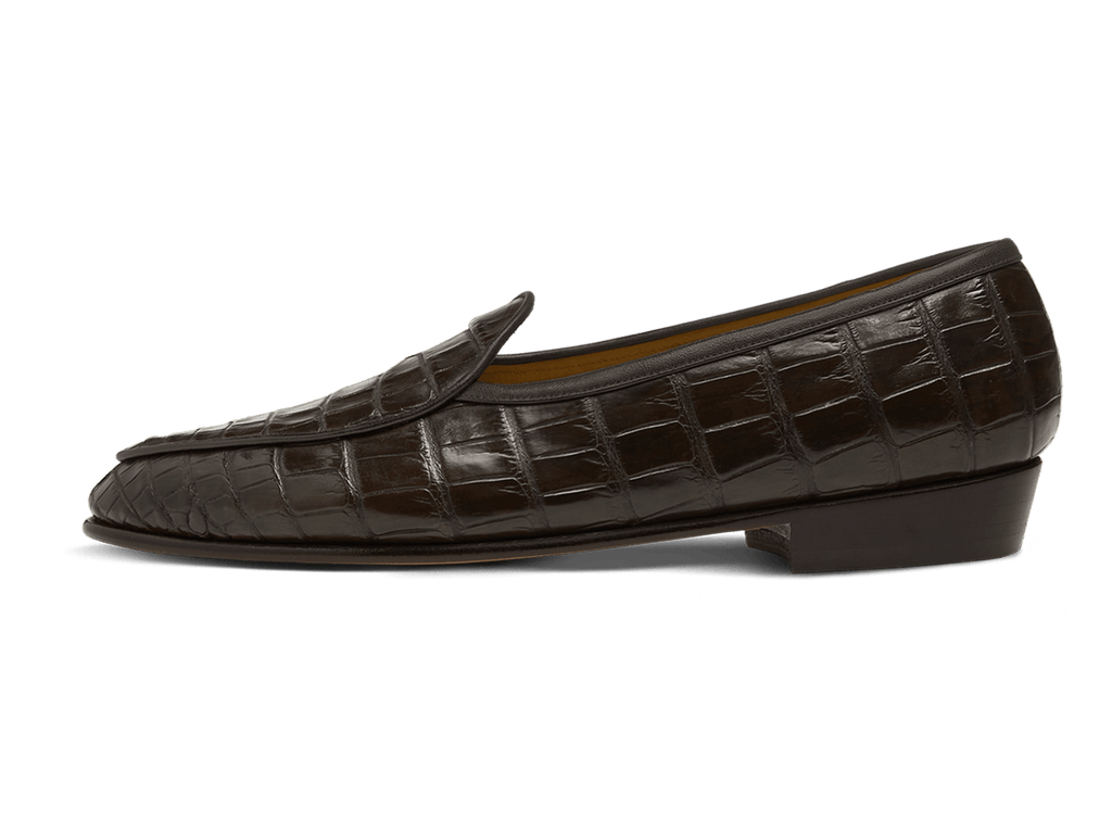 Sagan Classic Precious Leather Loafers in Dark Brown Crocodile