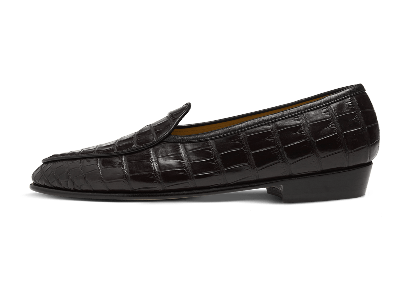 Sagan Classic Precious Leather Loafers in Obsidian Black Crocodile