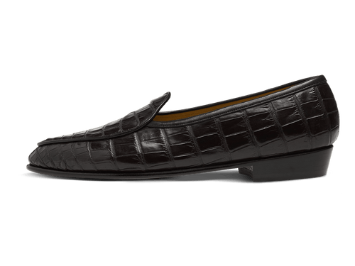 Sagan Classic Precious Leather Loafers in Obsidian Black Crocodile