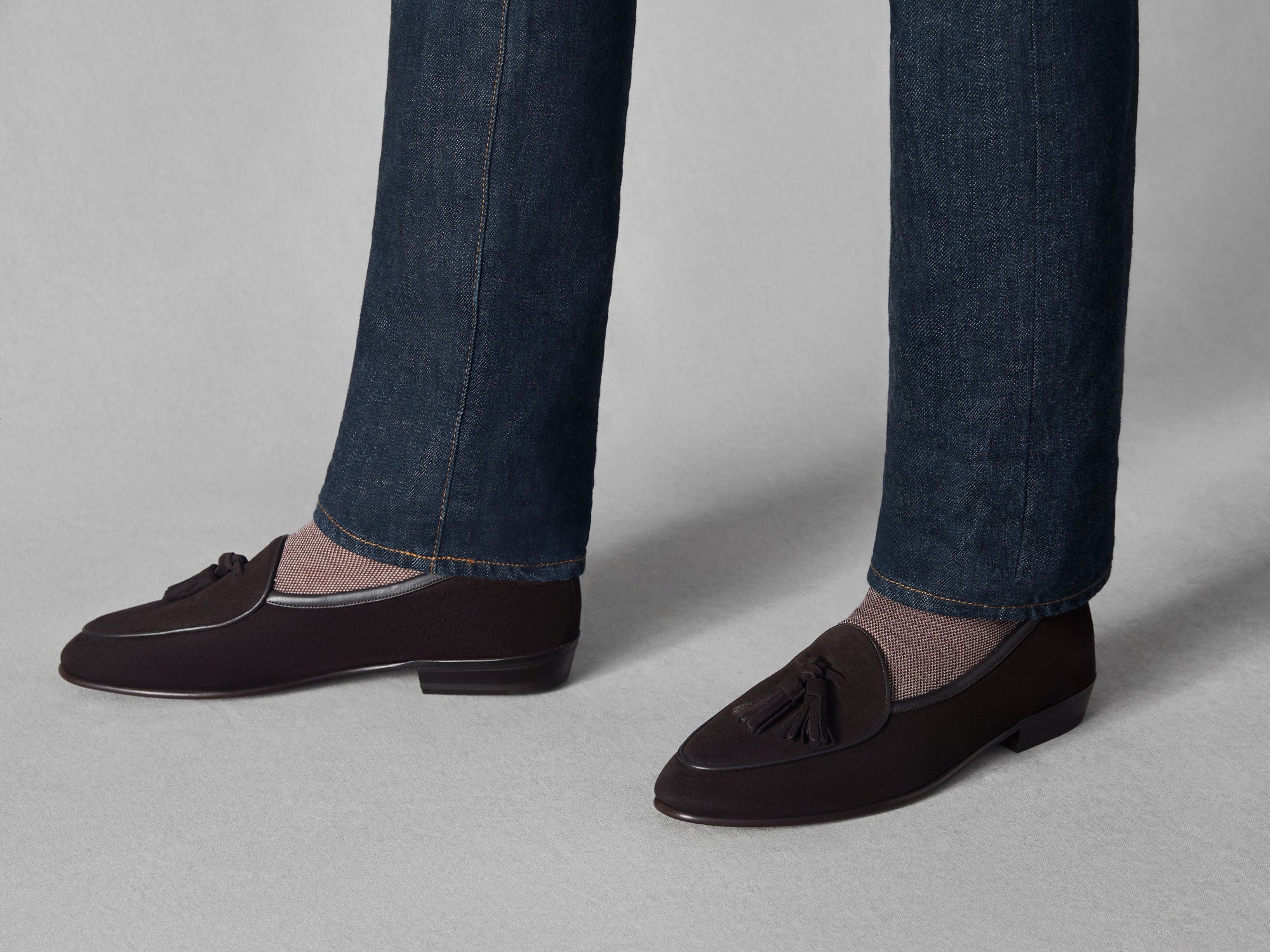 Sagan Classic Tassel Loafers in Lusitanias Dark Brown Asteria Suede