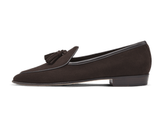 Sagan Classic Tassel Loafers in Lusitanias Dark Brown Asteria Suede