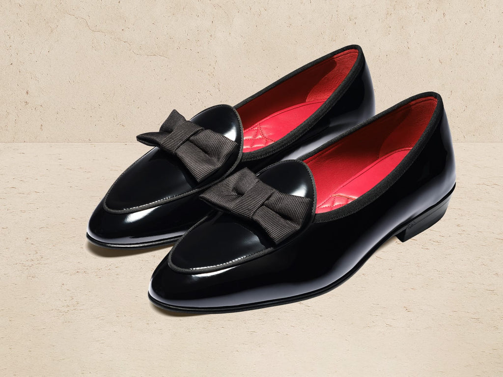 Sagan Opera Bow in Black Patent and Gros Grain