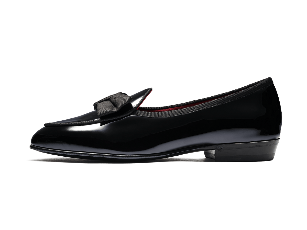 Sagan Opera Bow in Black Patent and Gros Grain