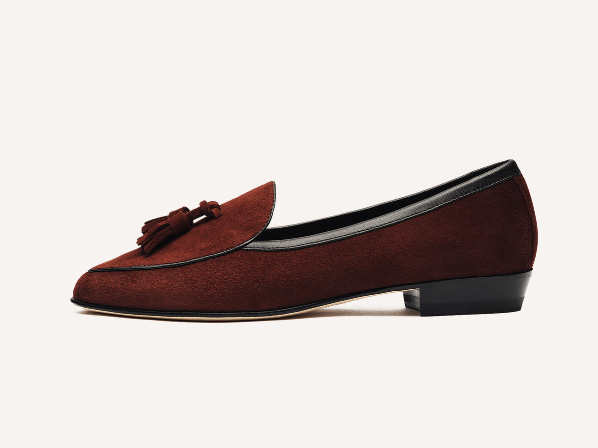 Sagan Tassel Loafers in Macassar Brown Suede