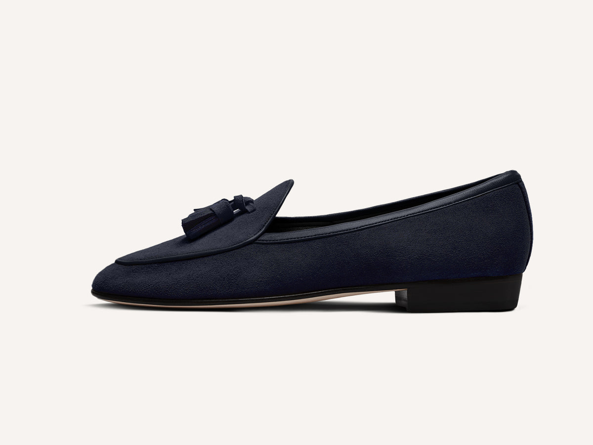 Sagan Classic Tassel Loafers in Midnight Navy Asteria Suede