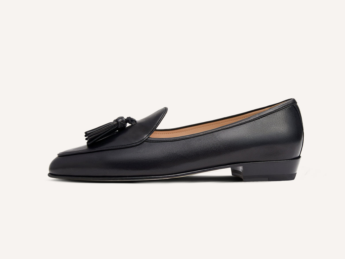 Sagan Classic Tassel Loafers in Black Nappa