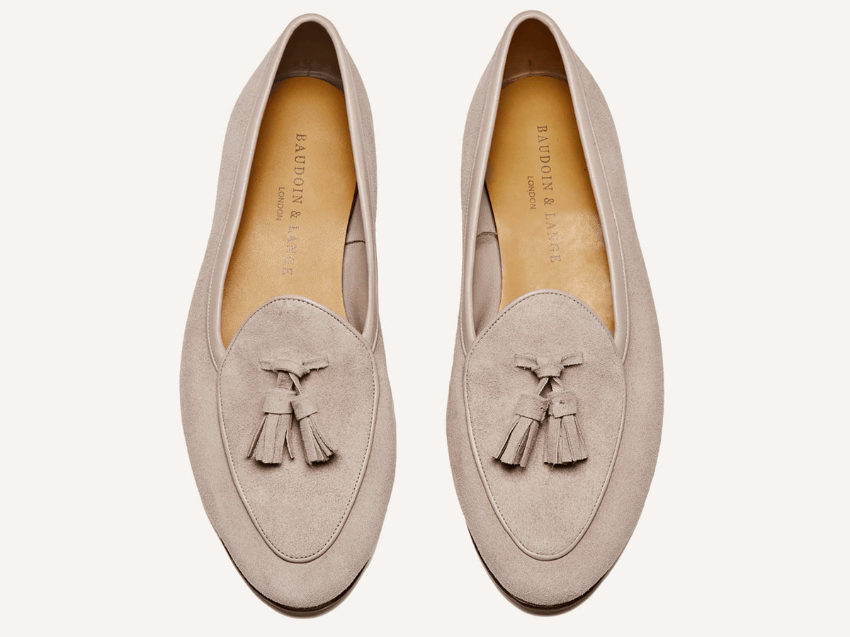 Sagan Classic Tassel Loafers in Albâtre Asteria Suede