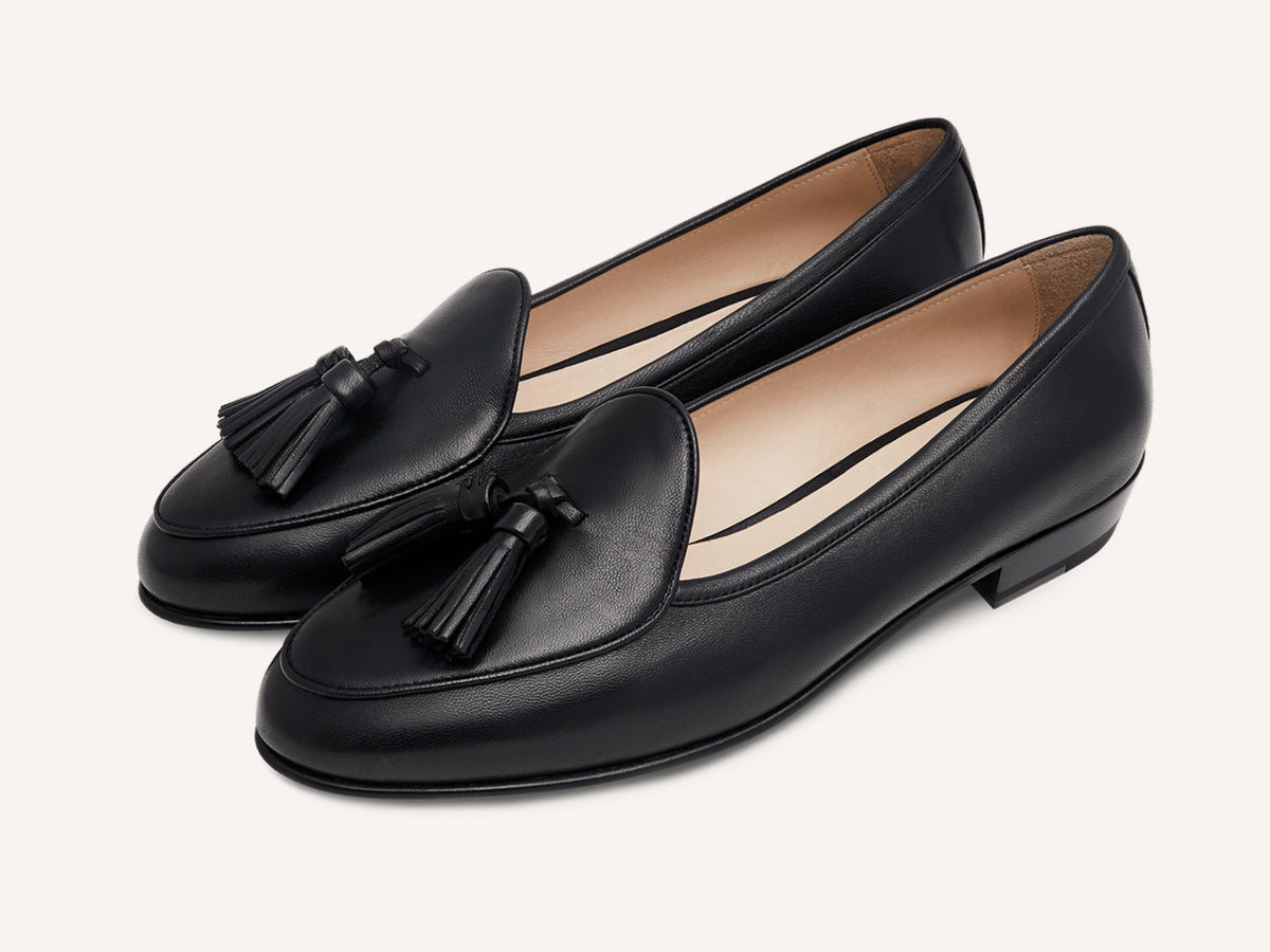 Sagan Classic Tassel Loafers in Black Nappa