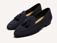 Sagan Classic Tassel Loafers in Midnight Navy Asteria Suede