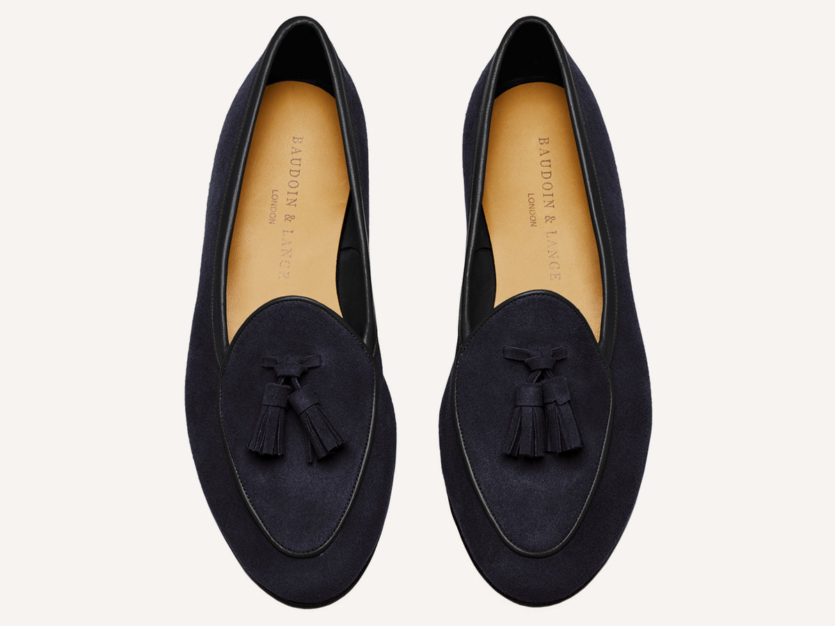 Sagan Classic Tassel Loafers in Midnight Navy Asteria Suede